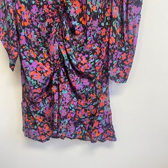 Zara Floral Gathered Ruched Ruffle Dress - Picture 8 of 14